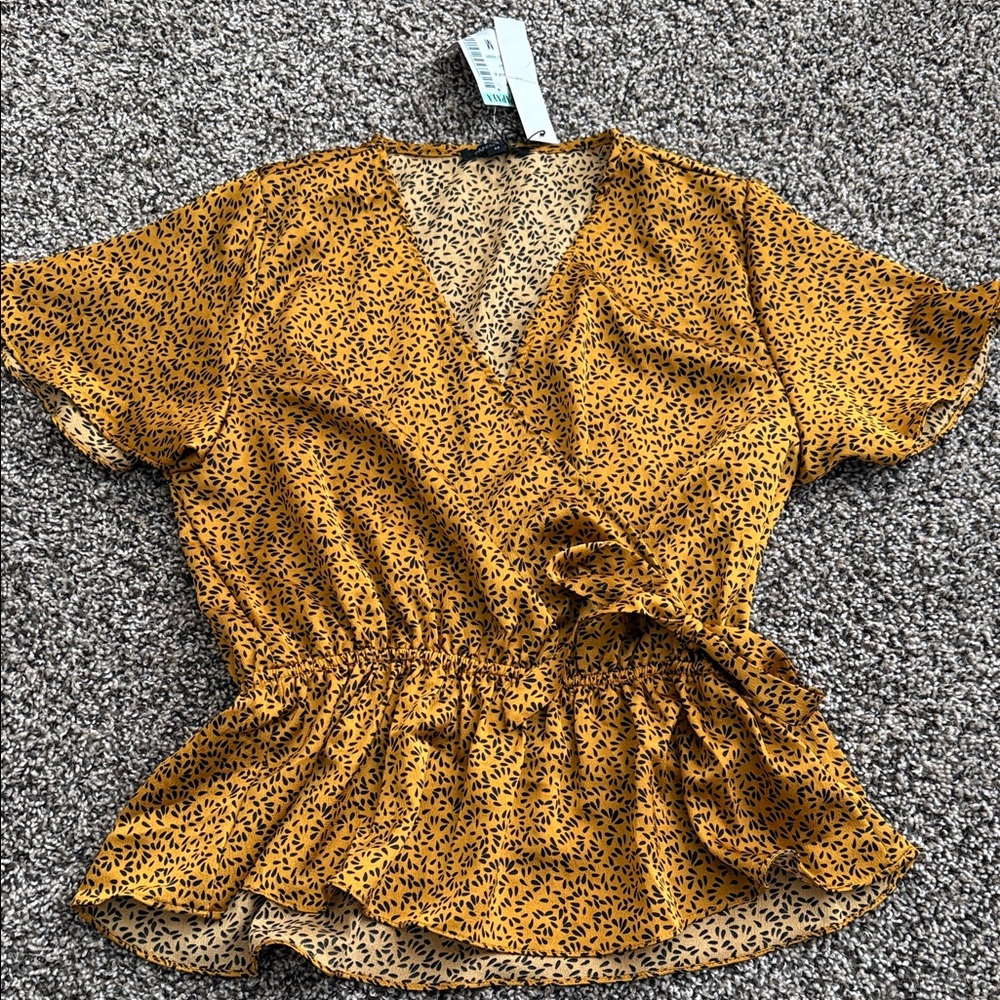 Papermoon Mustard and Black Patterned Blouse